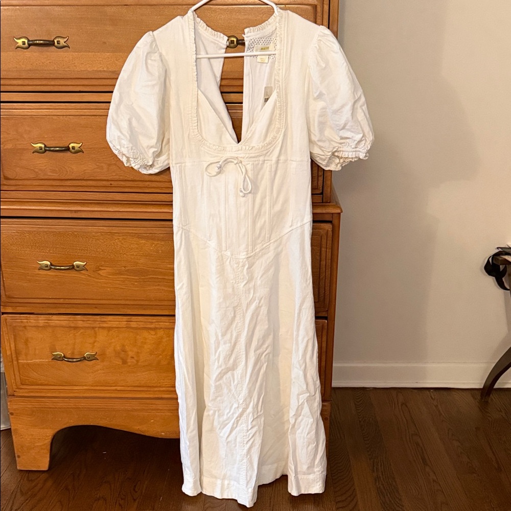 Maeve White Puff Sleeve Maxi Dress